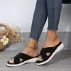 Sandálias de plataforma grossa cruzadas para senhoras plus size, novo estilo de verão para comércio exterior, com cabedal em tecido elástico respirável e confortável, estilo europeu e americano