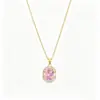 Nuevo Collar de Acero de Titanio con Colgante Ovalado de Circonita Rosa de Lujo Ligero para Mujer, Moda, Temperamento, Diseño Completo de Diamantes, Joyería al por Mayor