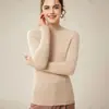 Suéter de Cachemira 100% Puro Otoño e Invierno 2025 para Mujer, Jersey de Manga Larga con Cuello Semi Alto, Tejido de Punto Vertical sin Costuras, Camiseta Base