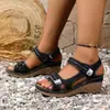 Zapatos Casuales Transfronterizos Europeos y Americanos Tallas Grandes Sandalias de Comercio Exterior de Correa Única Zapatos de Verano para Mujer Suela Gruesa Nueva Venta al por Mayor Tallas Grandes