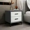 Mesa de cabeceira em laje de rocha, armário de armazenamento para quarto, madeira maciça, estilo minimalista moderno, luxo leve, pequeno armário de cabeceira para armazenamento