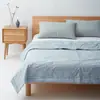 Colcha de verão listrada em algodão lavado 100% algodão tingido em cores para primavera e verão, lavável à máquina, algodão puro, amigável à pele, respirável, colcha para ar condicionado, colcha fina de verão