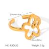Anillo Abierto de Acero de Titanio Europeo y Americano Transfronterizo que No se Desvanece con Gota de Aceite Nicho de Alta Gama Anillo de Acero Inoxidable Joyería de Mano Asimétrica