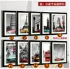 Pintura decorativa en blanco y negro hecha a medida Hongyi pintura moderna enmarcada pintura de pared para dormitorio restaurante pintura colgante pintura decorativa de paisaje