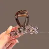 Pinza de Cristal Rosa de Gama Alta para Coleta Alta para Poco Volumen de Cabello, Pinza de Bola Completa para el Cabello, Accesorio para el Cabello para Mujeres, Pinza de Tiburón en la Parte Posterior de la Cabeza