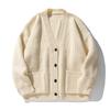 Suéter Cardigan com Textura de Tricô Grosso Outono e Inverno Novo Estilo Japonês Versátil Simples Cor Sólida Malha Jaqueta