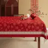Mantel de boda rojo para un ambiente festivo en el hogar de los recién casados, adecuado para la mesa de centro o la mesa de comedor de la sala de estar, forma rectangular