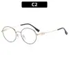Nuevo Marco de Gafas Retro de Metal Redondo para Mujer Lente Transparente Marco de Gafas Transfronterizo Ultraligero Marco de Gafas de Cara Desnuda Se Puede Montar con Lentes Marco de Gafas