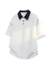 Diseñada con costuras, camiseta polo para hombre, top de corte holgado, ligera, de manga corta, estilo americano, verano