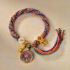 Cuerda de Mano Xizang Tejida a Mano Recurrente Cuerda de Mano Pequeña Pulsera Thangka Cuerda Thangka Dios de la Riqueza Madre Verde Zakilam