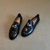Versión de Piel de Vaca~Diseño de Hebilla Vintage Mocasines Versátiles sin Cordones con Hebilla de Caballo Zapatos Planos de Cuero