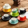 Taza Creativa para Cappuccino de 75ml Taza para Latte Art Taza de Café y Platillo Juego Taza Colorida Europea para el Té de la Tarde Taza para Espresso