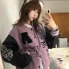 Chaqueta de Béisbol Retro Americana con Bloques de Color Estampados para Hombres y Mujeres, Nuevo Estilo de Primavera, Abrigo Superior Casual Holgado para Parejas, Moderno