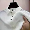 Nueva Camiseta de Verano Paul Manga Corta Manga Corta Malla de Alta Gama Seda Helada Camiseta de Manga Corta Camisa para Hombre Cuello de Camisa Verano Color Sólido