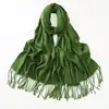 Outono e inverno uma variedade de cachecol de cashmere liso feminino monocromático grosso quente franja xale cachecol cachecol vermelho geração