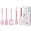 Em estoque utensílios de cozinha de silicone 5 peças Ouro Rosa colher de cozinha infantil pá pegador de alimentos batedor de ovos kit de ferramentas de panificação