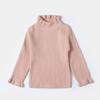 Nova Malha para Meninas Base Outono e Inverno Bebê Gola Alta Renda Gola Redonda Moda Top Infantil Malha 5630