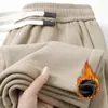 Calça de Moletom de Veludo Cotelê Masculina Outono Inverno Forrada com Lã Grossa Quente Caimento Reto Casual Solta Perna Larga Calça Longa