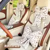 Almofada de Pescoço para Encosto de Cabeça de Carro com Estampa de Leopardo Transfronteiriça Almofada de Carro Confortável de Pelúcia de Inverno Acessórios de Interior de Carro