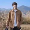 Camisa casual de rayas de manga larga con cinturón para hombre, talla grande de otoño, corte holgado moderno, top elegante y genial
