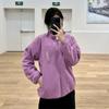 Jaqueta de Lã Polar com Zíper Outono e Inverno para Mulheres Solteiras Jaqueta Outerwear Quente de Lã com Gola Alta de Manga Longa 462611