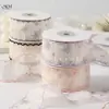 Pastoral Floral Ola Encaje Raya Cinta de Seda Borde de Botón Cinta de Malla Impresa Empaque de Flores Frescas Accesorios para el Cabello DIY Suministros Cinta