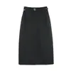 Falda midi de lana estilo minimalista con cinturón, color café, transmisión en vivo de producto nuevo, dropshipping transfronterizo