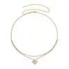 Cadena de Cintura de Corazón con Pedrería Caliente Transfronteriza para Mujer Versátil Moda Europea y Americana Cadena Corporal de Pedrería Joyería para Club Nocturno y Playa