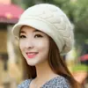 Gorro de Punto Grueso Estilo Coreano para Mujer Otoño Invierno Cálido Engrosado Gorro de Lana Ala Corta Boina Pico de Pato Versátil Hace que la Cara Parezca Más Pequeña
