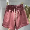 Pantalones de algodón para mujer con cintura elástica, pierna ancha, verano, nuevos, estilo coreano, shorts casuales, versátiles, holgados, ropa de trabajo, pantalones cortos ajustados, moda