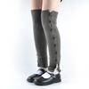 Calcetines de Invierno de Punto Estilo Coreano para Estudiantes, Calentadores de Pierna Largos Cálidos Sobre la Rodilla con Botones y Encaje, con Ocho Botones