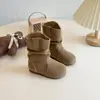 Botas para Niñas 2025 Invierno Nuevos Zapatos Infantiles Botas de Doble Algodón Polar de Media Caña Botas de Piel Elegantes Cálidas Modernas