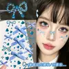 Pegatinas faciales azules con lazos, accesorios faciales para los conciertos de Zhou Shen y Zhang Jie, pegatinas de diamantes, pegatinas faciales de maquillaje de apoyo
