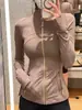 Chaqueta de Yoga para Mujer 2024 Nuevo Estilo Tela No Transpirable Cremallera Dorada Chaqueta Deportiva para Exteriores Cuello Alto Chaqueta de Felpa Cepillada