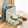 Caja de Viaje Portátil Set de Té Kung Fu Cerámica Vajilla de Té Una Tetera Cuatro Tazas Set Completo Venta al por Mayor Regalo Logo