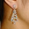 Aretes de Árbol de Navidad de Diamantes de Color con Sentido de Diseño de Nicho Nuevo Transfronterizo Europeo y Americano Otoño e Invierno de Alto Sentido para Mujer Regalo Festivo