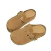 Pantuflas cerradas de suela gruesa para mujer, que aumentan la altura oculta, novedad otoño 2026, retro, para persona perezosa, Birkenstock de media zapatilla para exteriores, zapatos casuales de un solo color