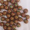 16MM-22MM Contas de Resina para Broca Esférica com Base Galvanizada Listras Verdes e Vermelhas Contas de Broca Esférica diy Contas Grossas