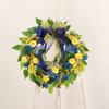 Corona redonda de flores artificiales de primavera Hongyu con cinta amarilla y azul, con girasoles artificiales, decorativa y festiva.