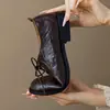 Zapatos Bajos de Cordones Calados Hechos a Mano para Mujer en Cuero Suave, Estilo Británico, Tacón Bajo, Mary Jane, Punta Redonda, Planos