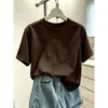 Camiseta de manga corta de algodón puro para mujer, nueva moda 2026, top verde versátil y elegante, ropa de verano