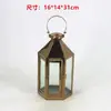 Lampião Estilo Europeu Suporte de Velas de Aço Inoxidável Lanterna de Vidro Dourada Lâmpada à Prova de Vento Lâmpada de Manteiga para Exterior Ornamento de Decoração