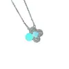 Nuevo Collar de Burbujas de Cuatro Hojas Versión Alta V Oro para Mujer Diseño de Nicho Lujo Ligero Esmalte Rojo Flor de Nácar Fabricante Venta al por Mayor