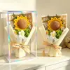 Punto de cruz tejido ramo de girasoles simulación de flor de hilo regalo acrílico Día del Maestro flor preservada recuerdo al por mayor