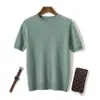Outono e inverno nova caxemira de manga curta masculina com gola redonda camisola de meia manga cor sólida camisa de base de desgaste externo camisola de negócios