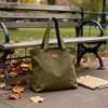 Bolso de Hombro Personalizado Verde Oliva, Bolso de Mano de Gran Capacidad, Bolso de Lona Simple Versátil, Bolso de Lona de Nicho