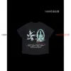 Camiseta de Manga Curta Estampada Y2K Harajuku Europeia e Americana de Verão, Top com Gola Redonda, Estilo de Rua Ins Retrô Escuro Tendência