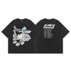 Camiseta Unisex de Manga Curta Tendência Saint Miael High Street Estampa de Letras Alta Qualidade Vintage Lavada e Desgastada