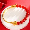 Vietnam Ouro ágata vermelha contas meia pulseira feminina Lótus estilo chinês pulseira elegante flor rica estilo celebridade da internet atacado de fábrica