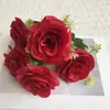 Ramo Artificial de 5 Rosas para Escenario de Arreglo Transfronterizo de Comercio Exterior, Boda en Casa Decoración Exterior Flores Falsas